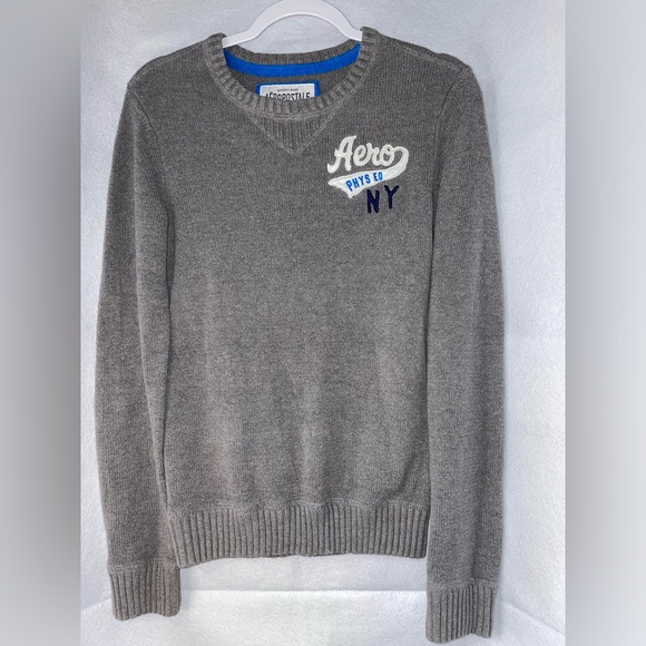 Aeropostale AERO Women’s Casual Outdoor Knit Sweater Size XS Gray Logo - Picture 1 of 4